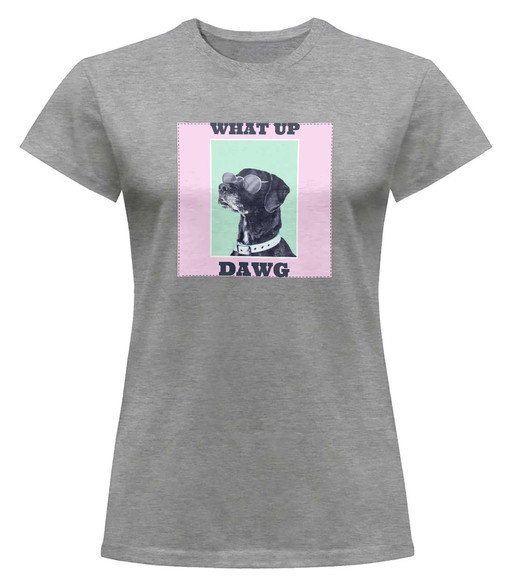 Bluzka damska z naszywką What up dawg