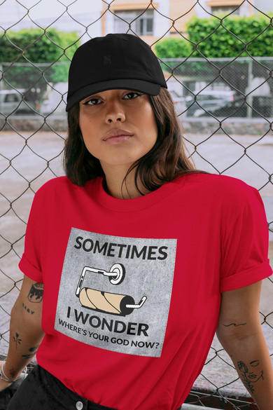 Koszulka z naszywką Where's your God...