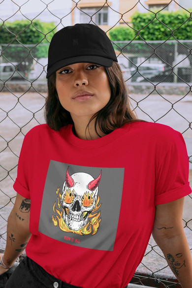 Koszulka z naszywką Skull : Burn it all