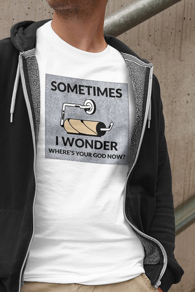 Koszulka z naszywką Where's your God...