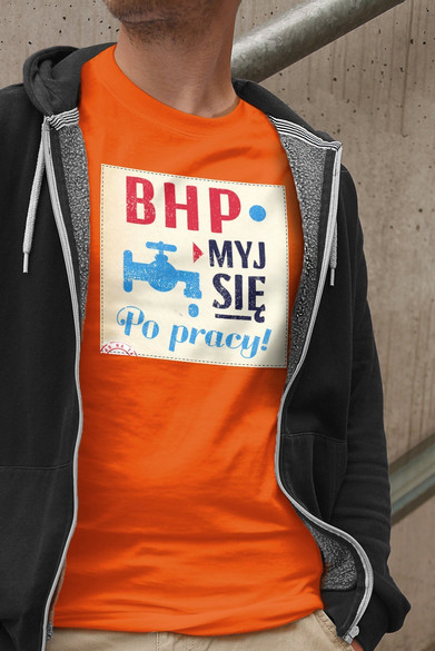 Koszulka z naszywką PRL-BHP