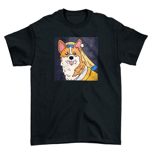 Koszulka z naszywką DOG PARODY: Dziewczyna z perłą