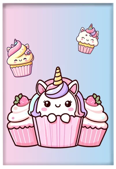 Magnes Jednorożec Kawaii muffinka – słodki styl, dla dziewczynki