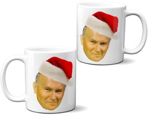 Kubek Jan Paweł 2 z czapką Mikołaja JP2