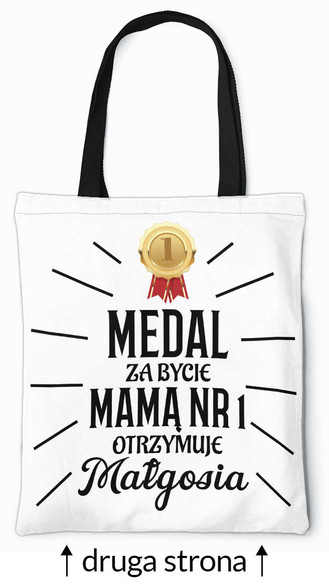 Torba na ramię MEDAL Z BYCIE MAMĄ NR 1 + IMIĘ