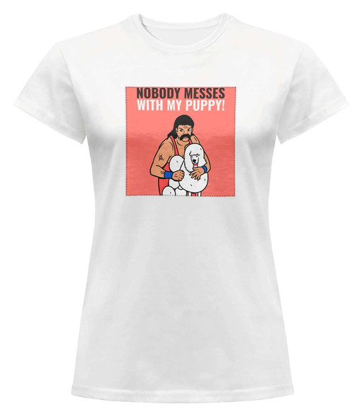 Bluzka damska z naszywką Nobody messes …