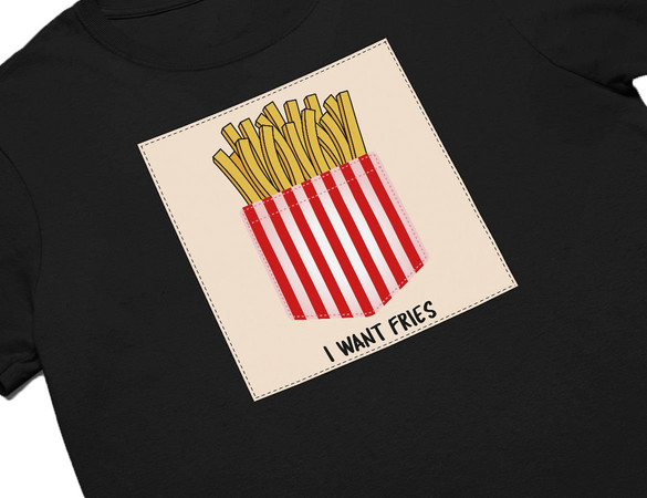 Koszulka z naszywką I want fries