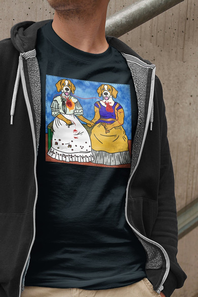 Koszulka z naszywką DOG PARODY: Dwie Fridy