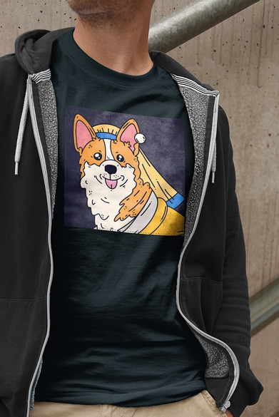 Koszulka z naszywką DOG PARODY: Dziewczyna z perłą