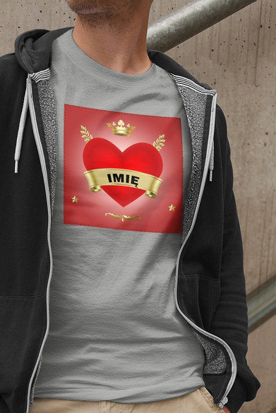 Koszulka z naszywką na Walentynki TWÓJ NAPIS