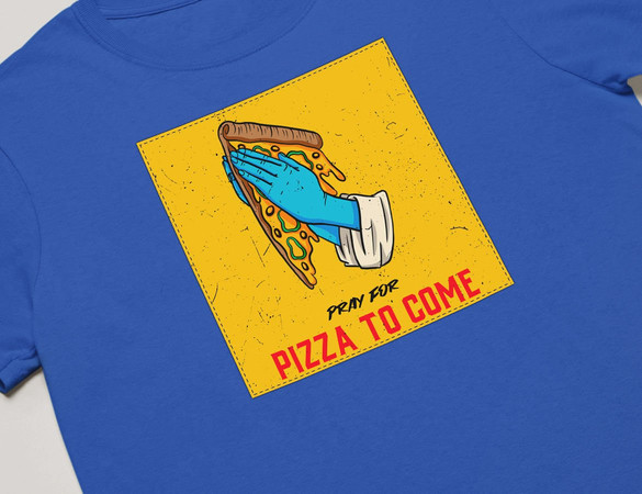 Koszulka z naszywką Pray for pizza