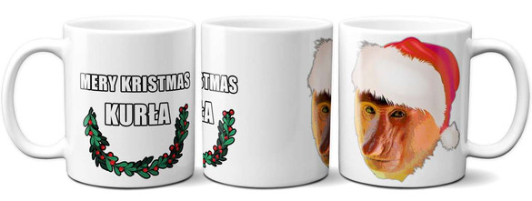 Kubek NOSACZ MERY KRISTMAS KURŁA na Prezent +imię