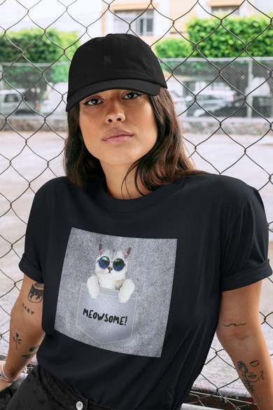 Koszulka z naszywką Meowsomepocket