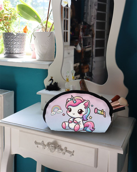 Kosmetyczka Jednorożec Kawaii z tęczą – słodki styl, idealna dla dziewczynki