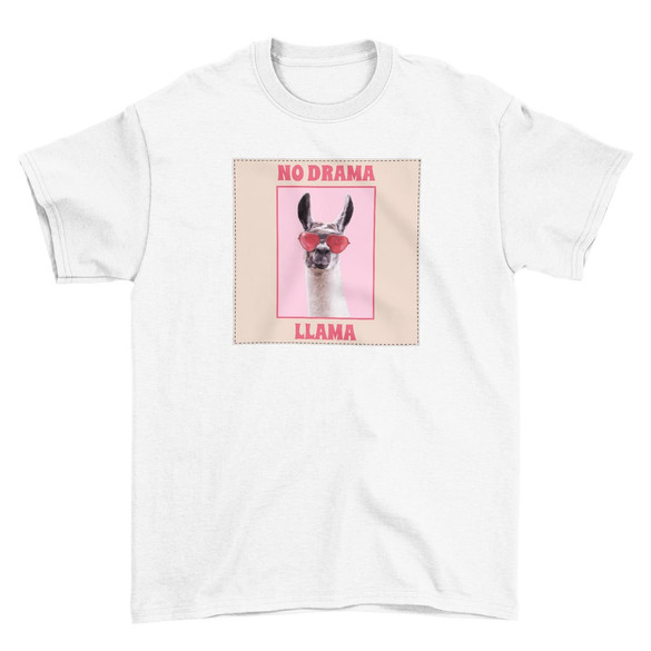 Koszulka z naszywką No drama llama