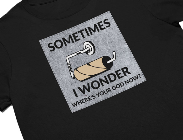 Koszulka z naszywką Where's your God...