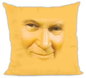 Poduszka Jan Paweł 2 rzułta twarz JP2