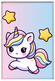 Magnes Jednorożec Kawaii z gwiazdkami - z imieniem gratis
