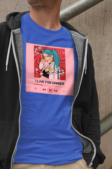 Koszulka z naszywką I live for danger