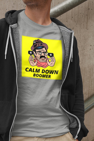 Koszulka z naszywką Calm down boomer