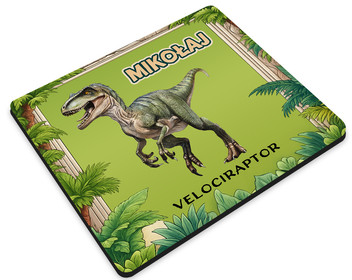 Podkładka Dinozaury Velociraptor + imię dziecka 36x29cm