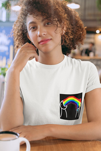 Koszulka z kieszonką  ASDF Rzygam tęczą