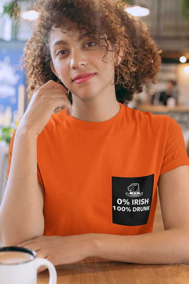 Koszulka z kieszonką 0% IRISH 100% DRUNK