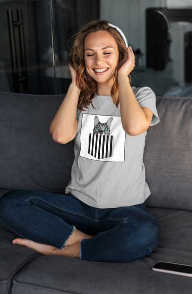 Bluzka damska z naszywką Cat pocket