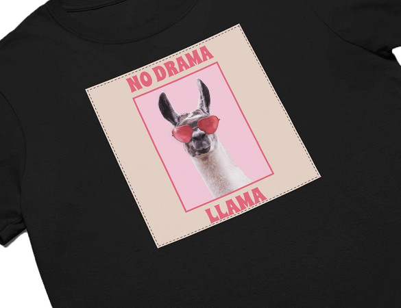 Koszulka z naszywką No drama llama