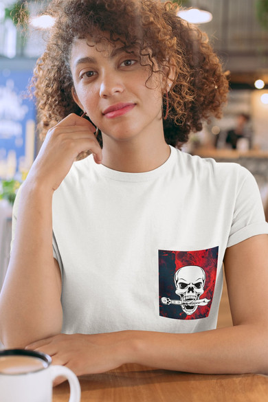 Koszulka z kieszonką CZASZKA ZE SZTYLETEM