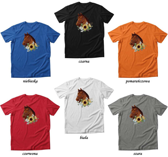 Koszulka KOŃ Z KWIATAMI RYSUNEK