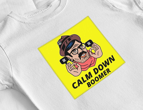 Bluzka damska z naszywką Calm down boomer