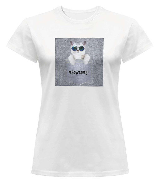 Bluzka damska z naszywką Meowsomepocket