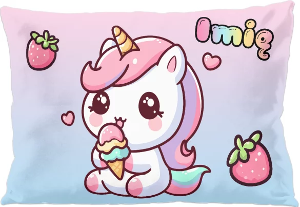 Poduszka Jednorożec Kawaii z lodem – dodaj imię 60x40cm
