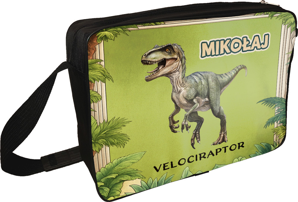 Torba na ramię Dinozaury Velociraptor + imię dziecka