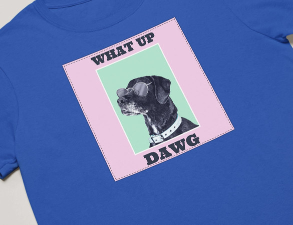 Koszulka z naszywką What up dawg