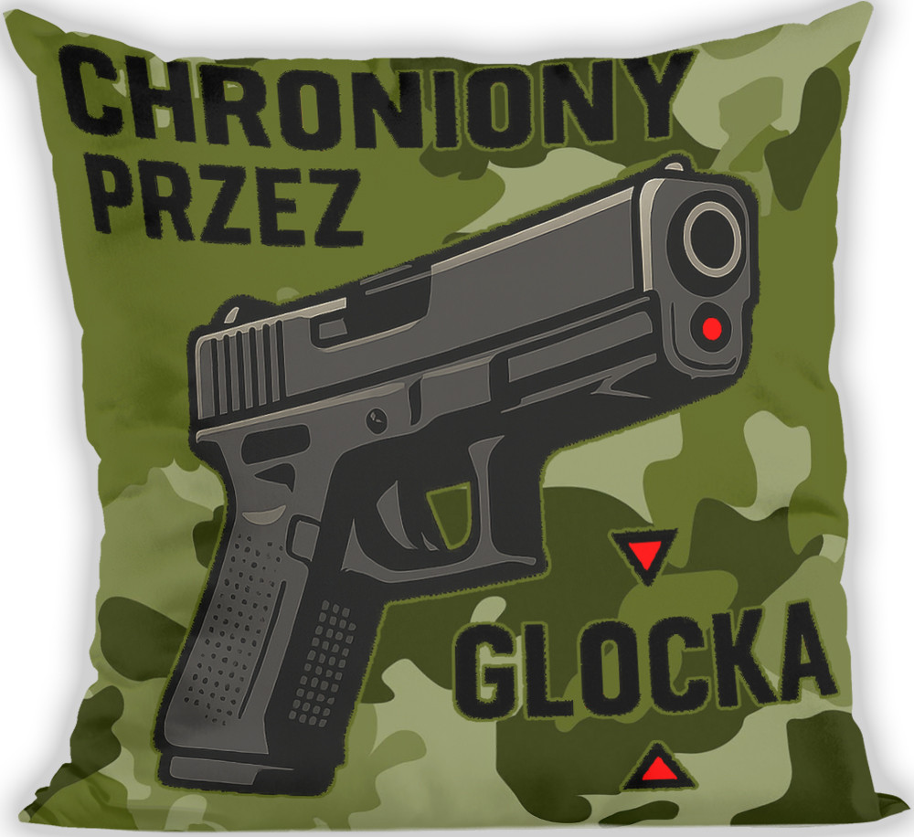 Poduszka dla strzelca Chroniony przez GLOCKA 40x40cm