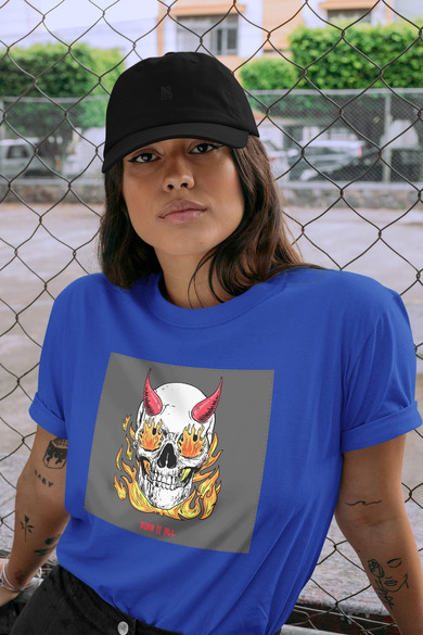 Koszulka z naszywką Skull : Burn it all