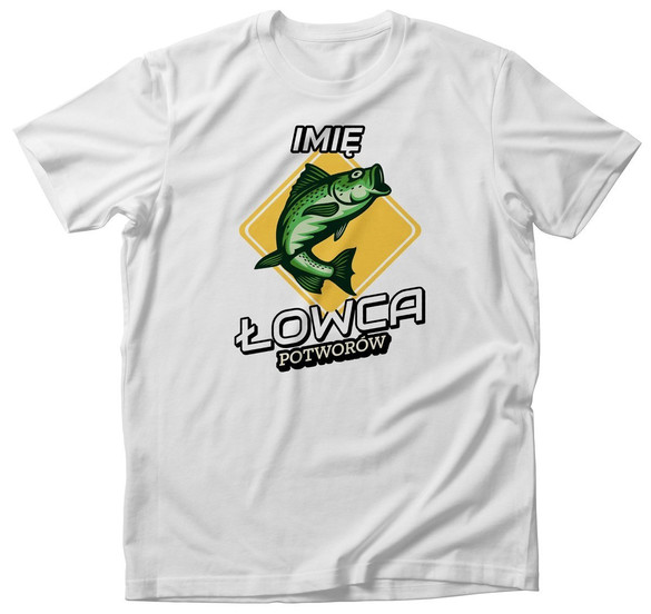 Koszulka dla Wędkarza Twoje IMIĘ + Łowca Potworów