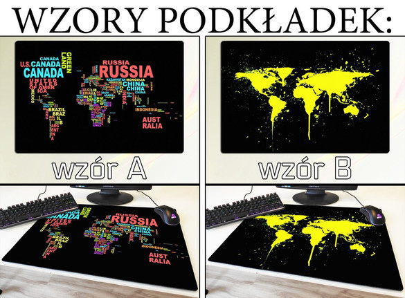 Podkładka pod mysz duża MAPA ŚWIATA 60x40cm