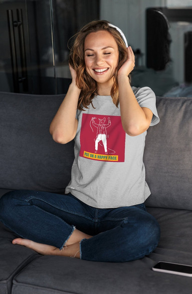 Bluzka damska z naszywką Put on a happy face