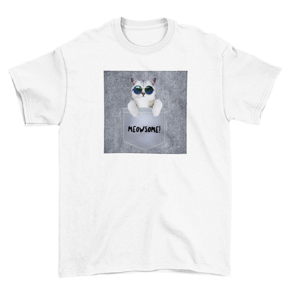 Koszulka z naszywką Meowsomepocket