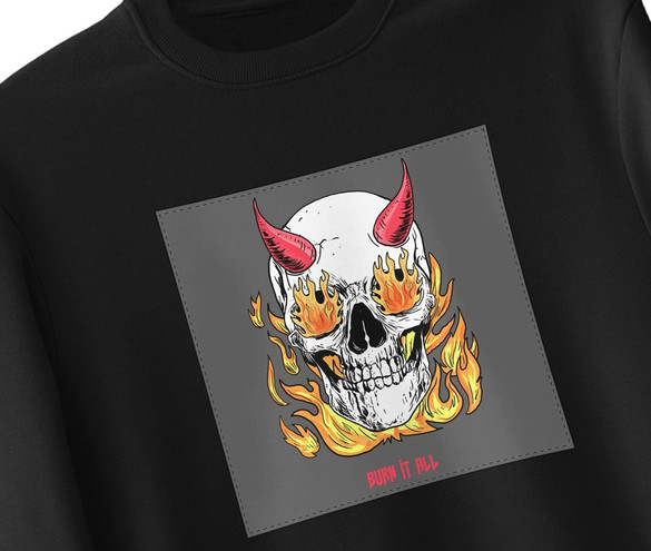 Bluza z naszywką Skull : Burn it all