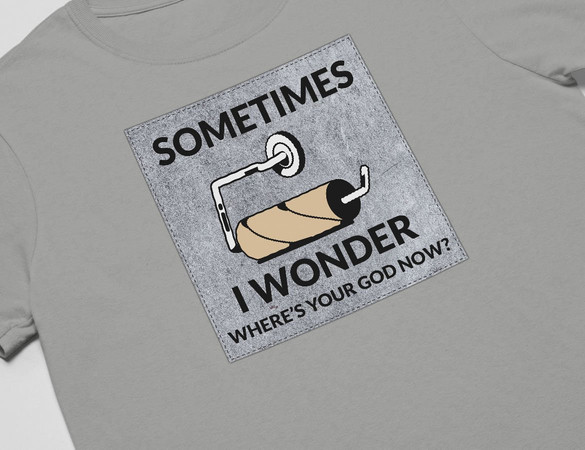 Koszulka z naszywką Where's your God...