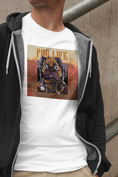 Koszulka z naszywką  PUG LIFE