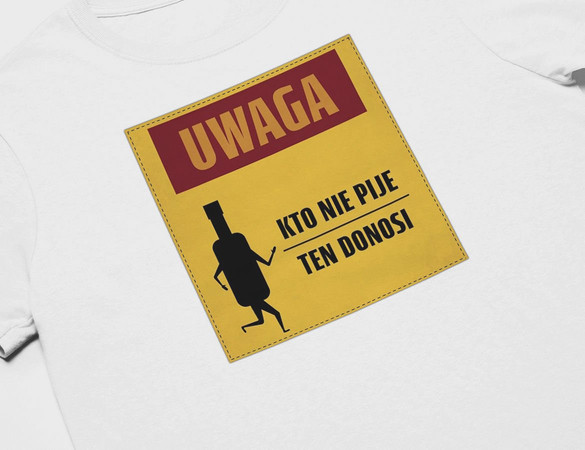 Koszulka z naszywką PRL- kto nie pije...