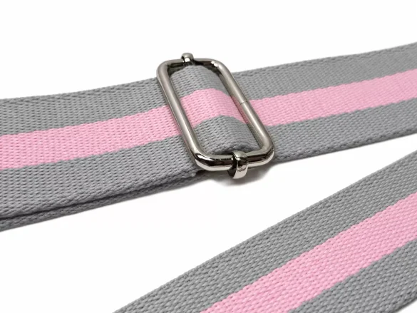 Pasek do torby w paski różowo-szary 38 mm