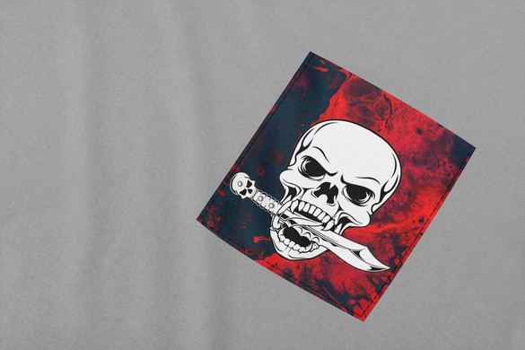 Koszulka z kieszonką CZASZKA ZE SZTYLETEM