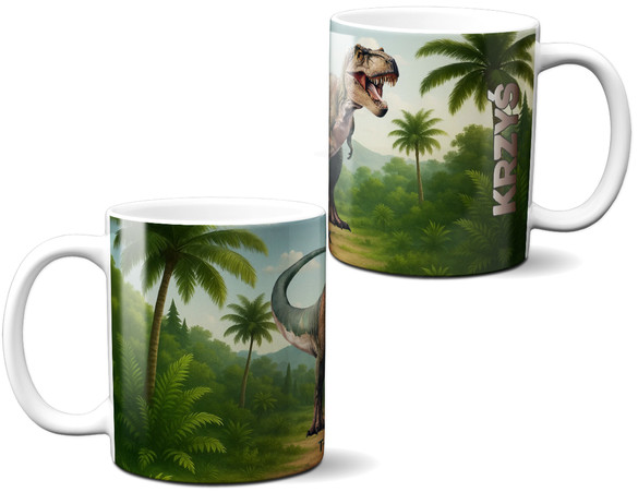 Kubek Dinozaury T-Rex + imię dziecka