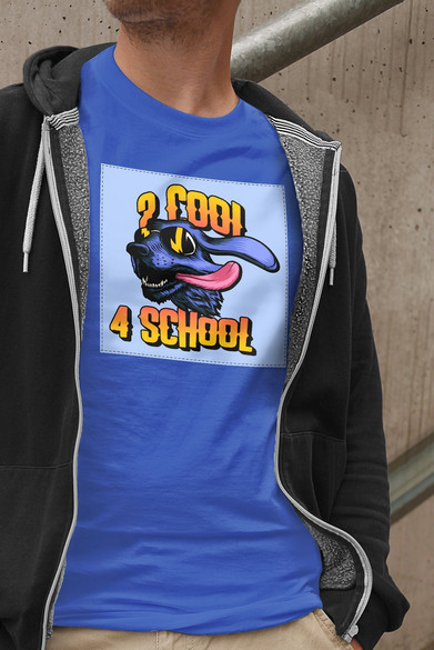 Koszulka z naszywką 2 cool 4 school